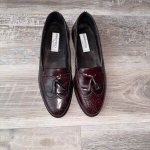 VERO CUOIO Mens Vintage Tassle Burgundy Loafers Handmade In Italy Size 8D
